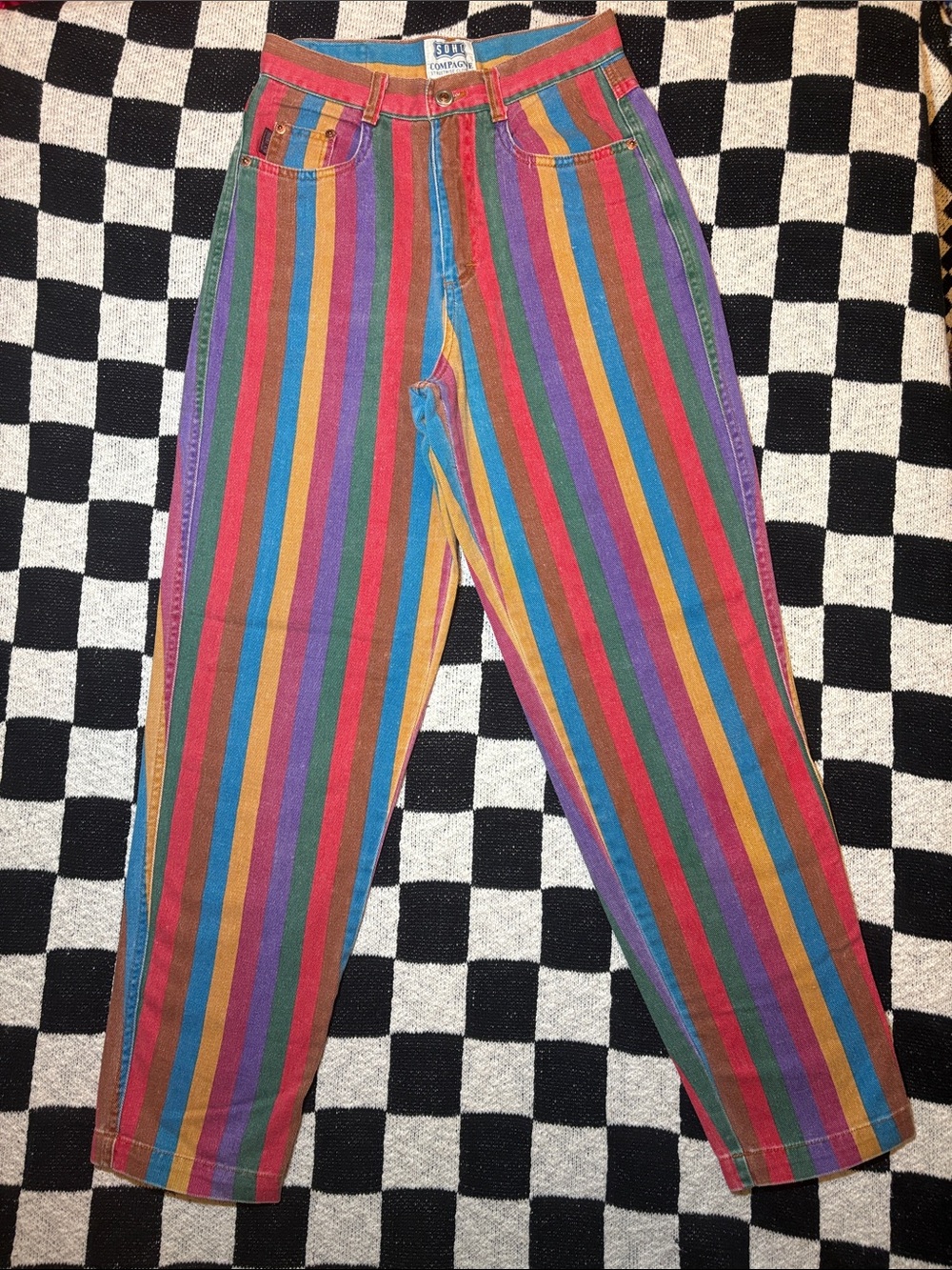 Vintage Vertical Stripe Multicolor Jeans
